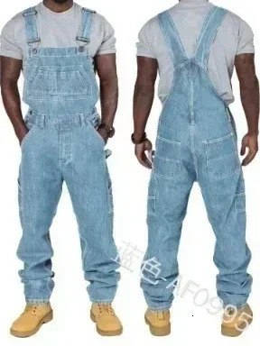Mens Jeans 2026 Overalls Men Pockets Casual Loose Long Denim Pants Slim Splice Straight Rompers Autumn Plus Size 260602 - view 5