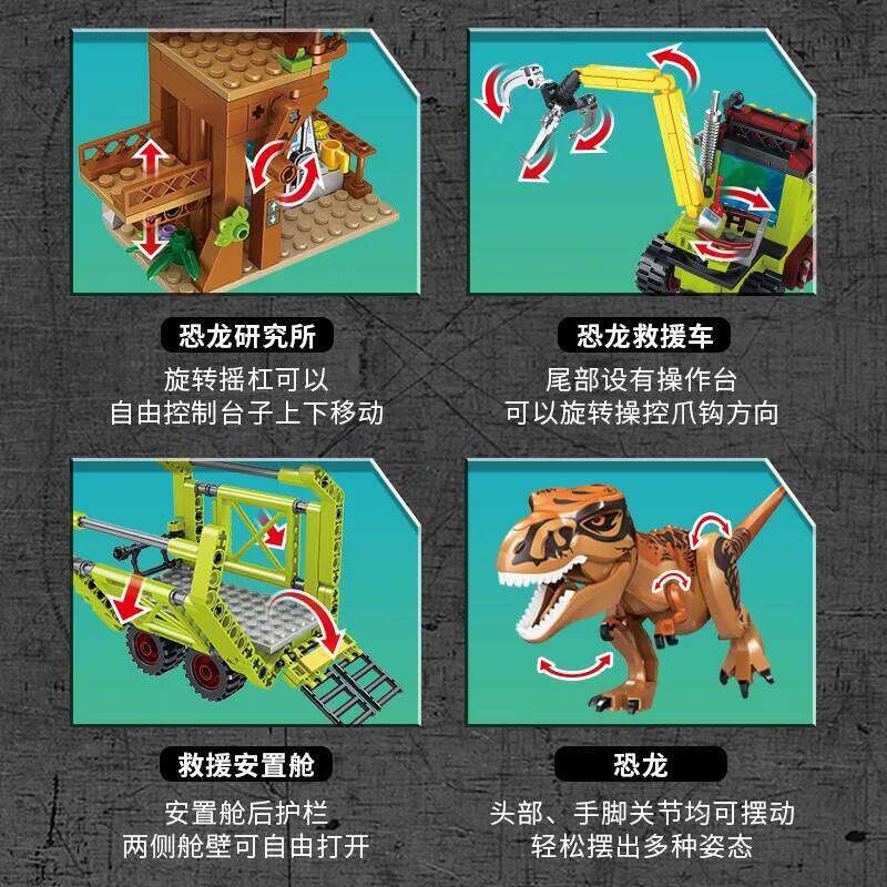 Jurassic Dino World Building Block Sets Dinosaur Exploration Triceratops Rescue Operation Scene Models DIY Bricks Toy Gift W260602