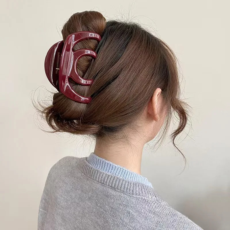 1PC The French high-end temperament thickened acetate shark clip back of the head updo womens headdress hair grab260528BJ - view 6