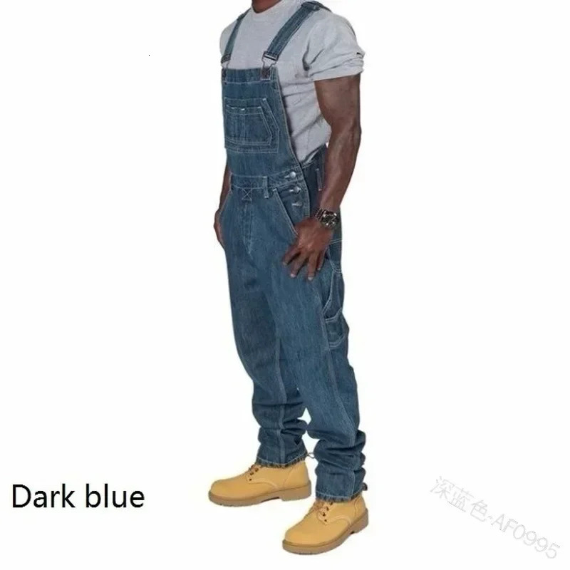 Mens Jeans 2026 Overalls Men Pockets Casual Loose Long Denim Pants Slim Splice Straight Rompers Autumn Plus Size 260602 - view 3