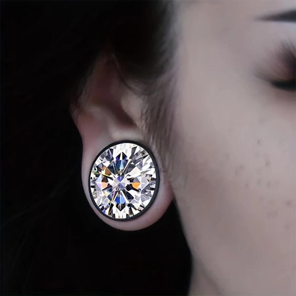1 Set of 4 Pairs Color Zircons and 1 Pair Ear Tunnels Ear Stretcher Gauge Plug Ear Lobe Expander Piercing Jewelry260528BJ - view 5
