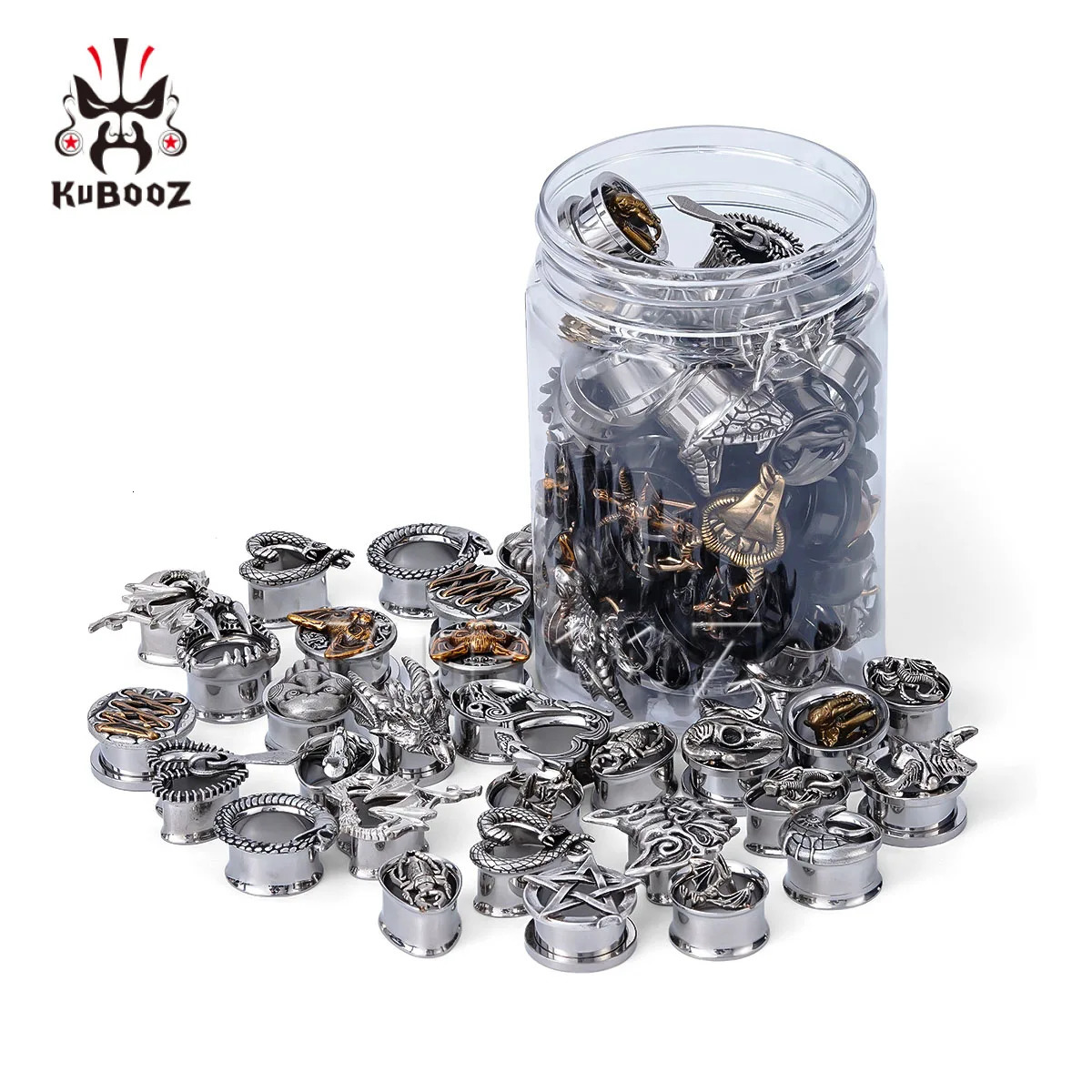 Mixed Style 5-10 Pairs Stainless Steel Ear Tunnels Plugs Gauge Set Stretchers - Body Piercing Expander Jewelry260528BJ