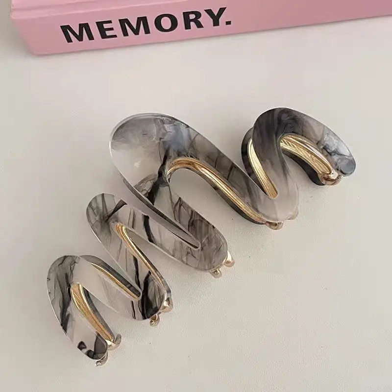 1pc Acetic Acid Shark Clip High Quality Metal Grip Clip Wave Fashion Hair Grip Womens Premium Sense260528BJ - view 6
