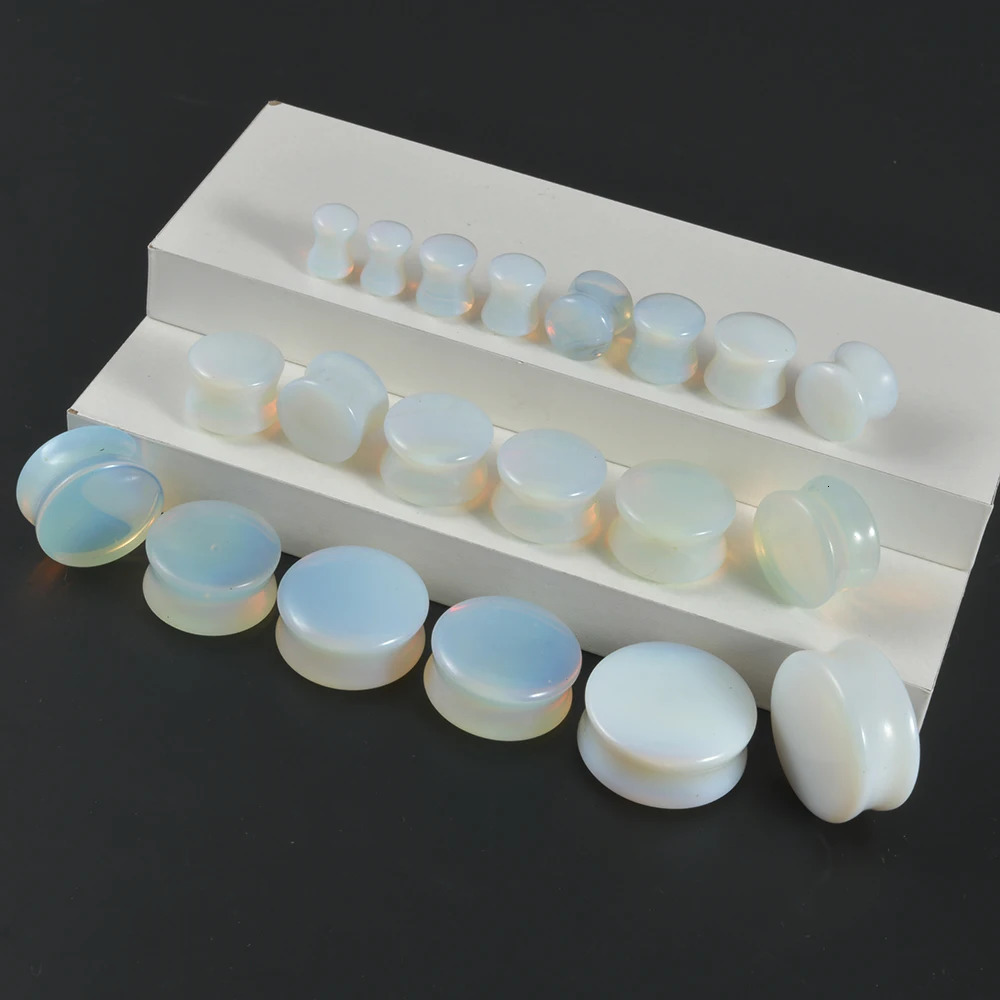 2PCS Natural Stone Double Flared Plug Opal Quartz Ear Tunnel Gauge Colorful Stone Ear Expander Weight Body Piercing Jewelry260528BJ - view 6