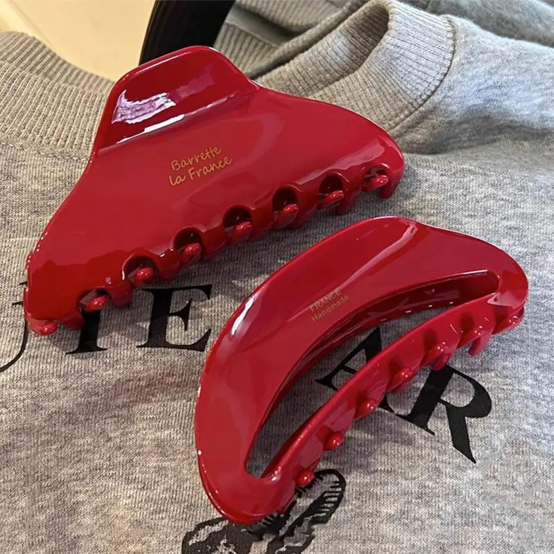 1/2pcs high-end Year red vinegar clip geometric temperament back of the head hair clip hair accessories260528BJ - view 4