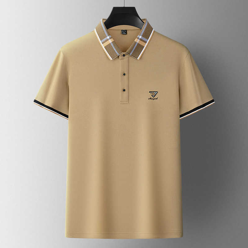 Mulberry Silk Cool Fit Fashion Simple Short Sleeve Business Casual Versatile Solid Color Polo Shirt Healthy Skin-Friendly Men