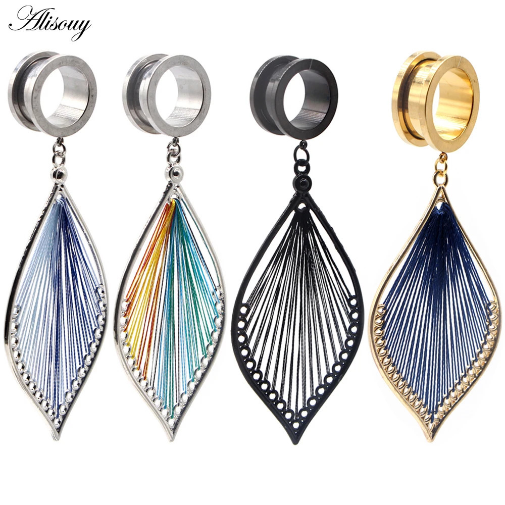 Alisouy 2pcs 6-25MM Stainless Steel Ear Plugs and Tunnels Dangle Ear Piercing Expansion Ear Stretched Flesh Tunnels Body Jewelry260528BJ - view 6
