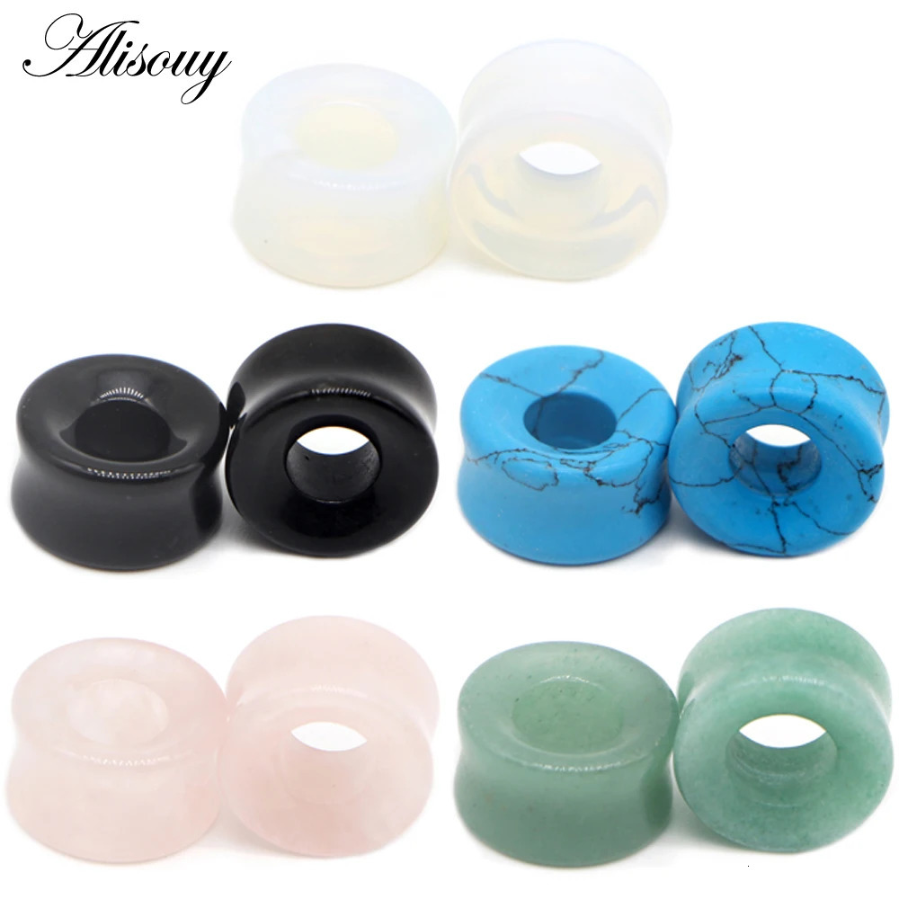 1Pc Stone Glass Ear Tunnel Plugs Mixed Style Hollow Single Flared Ear Flesh Gauges Piercing Ear Expander Stretcher Body Jewelry260528BJ - view 4