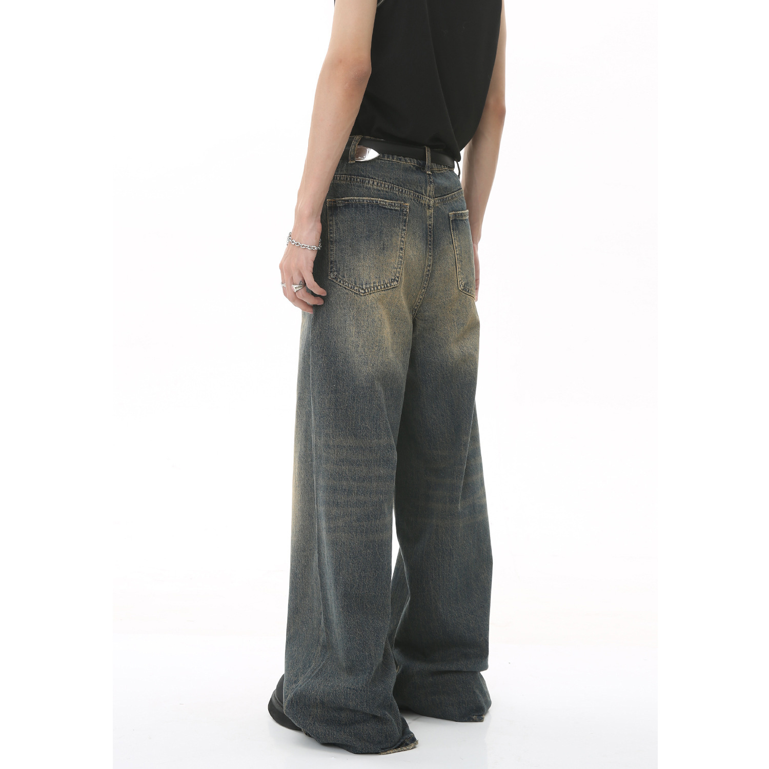 Summer Men's Denim Pants Old Blue Washed Male Jeans Straight Casual Menwear Loose Wide Leg Trousers New Fashion 260602 - view 3