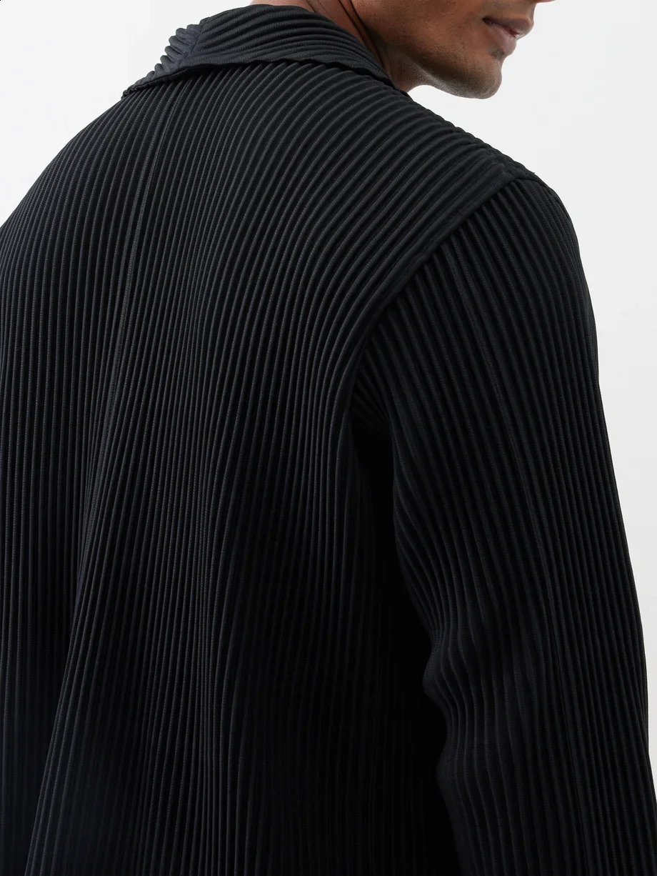 Miyake Pleated Blazers Business Casual Lined Blazer Top Fashion Suit Slim Fit Coat High Quality Jacket 260601