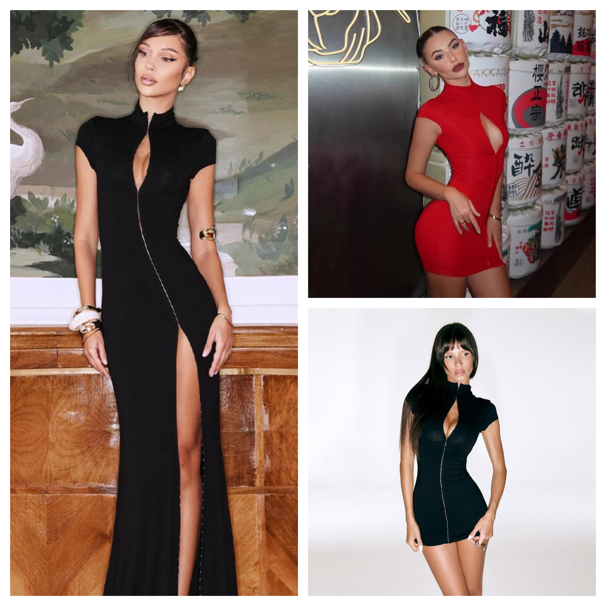 Casual Dresses Black Hollow Out Kpop Mini Dress Women Elegant Turtleneck Short Sleeve High Waist Slim 2026 Lady Party Club Robes