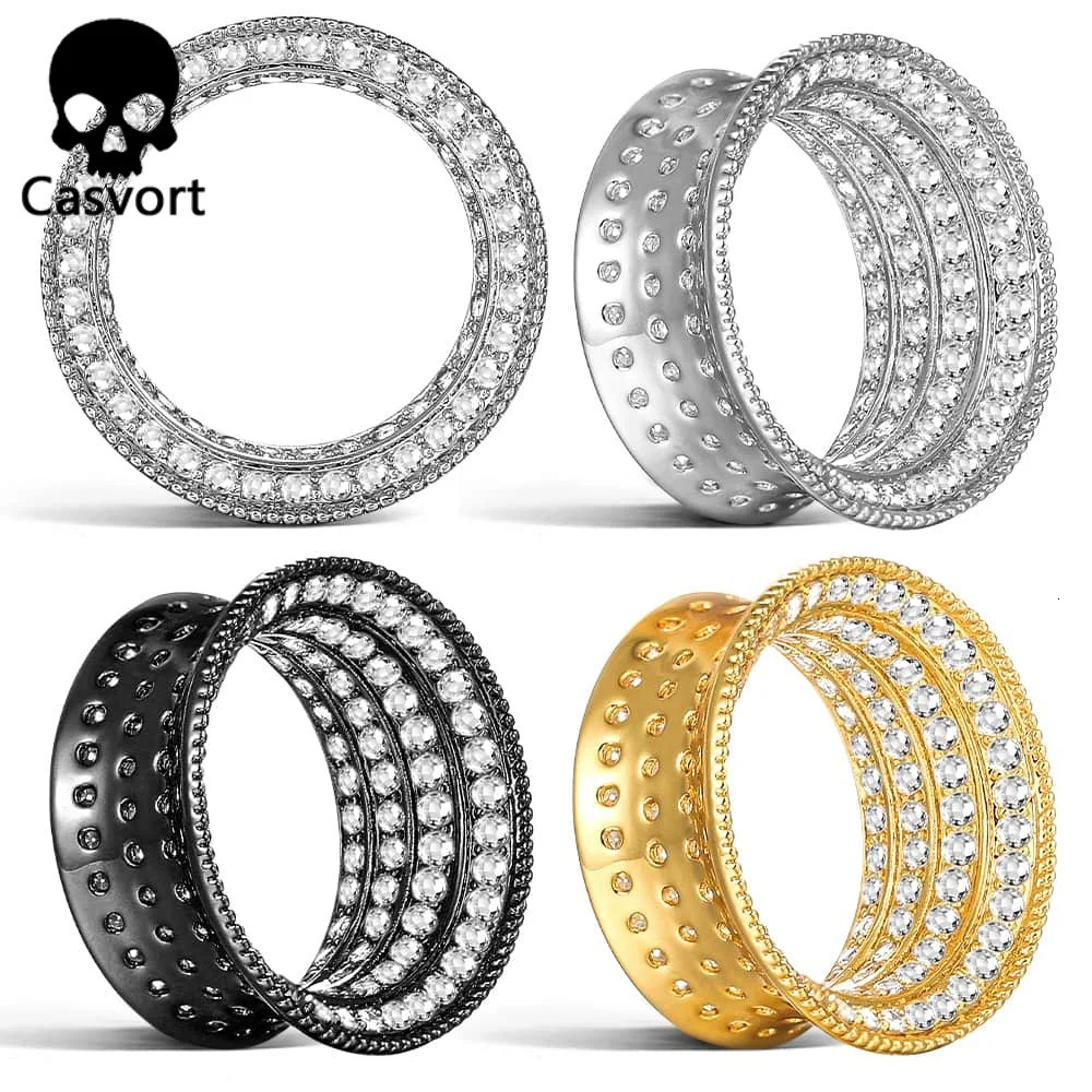 Casvort Sparkling ious Round Ear Gauges Tunnels Expander Stretcher Piercing Women Body Men Jewelry Arrival Gift260528BJ