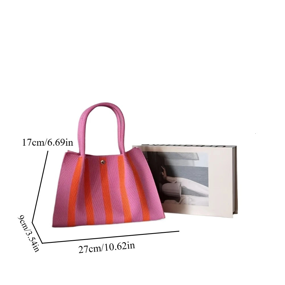 color-blocking knitted stripe n tote bag large capacity handbag for womens commute260530 - view 5