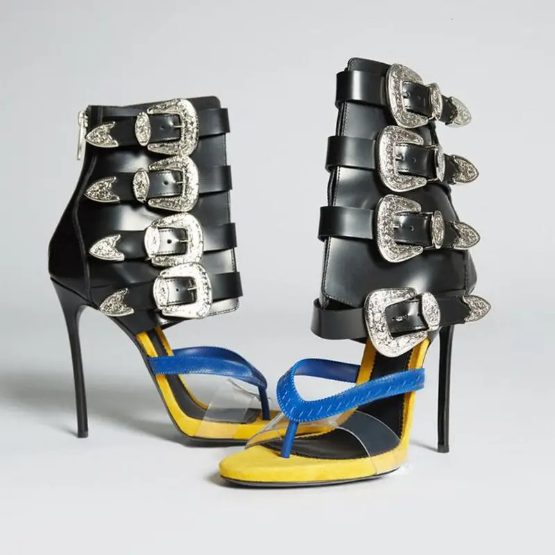 High heel sexy buckle belt women flip flops zipper modern sandal 260605 - view 3
