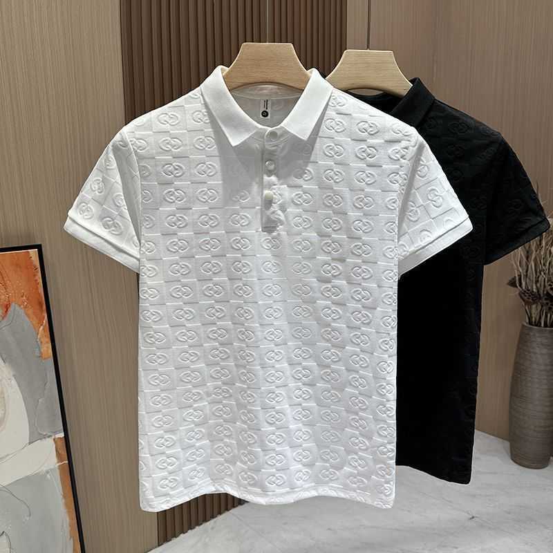 New summer oversized ice wire quick-dry short-sleeve t-shirt for men in solid color Polo for running fitness