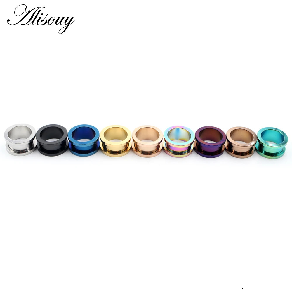 2pcs Colorful Anodized Stainless Steel Screw Fit Ear Flesh Tunnel Earring Plug Expander Body Jewelry Piercing Earlet Gauges260528BJ - view 6
