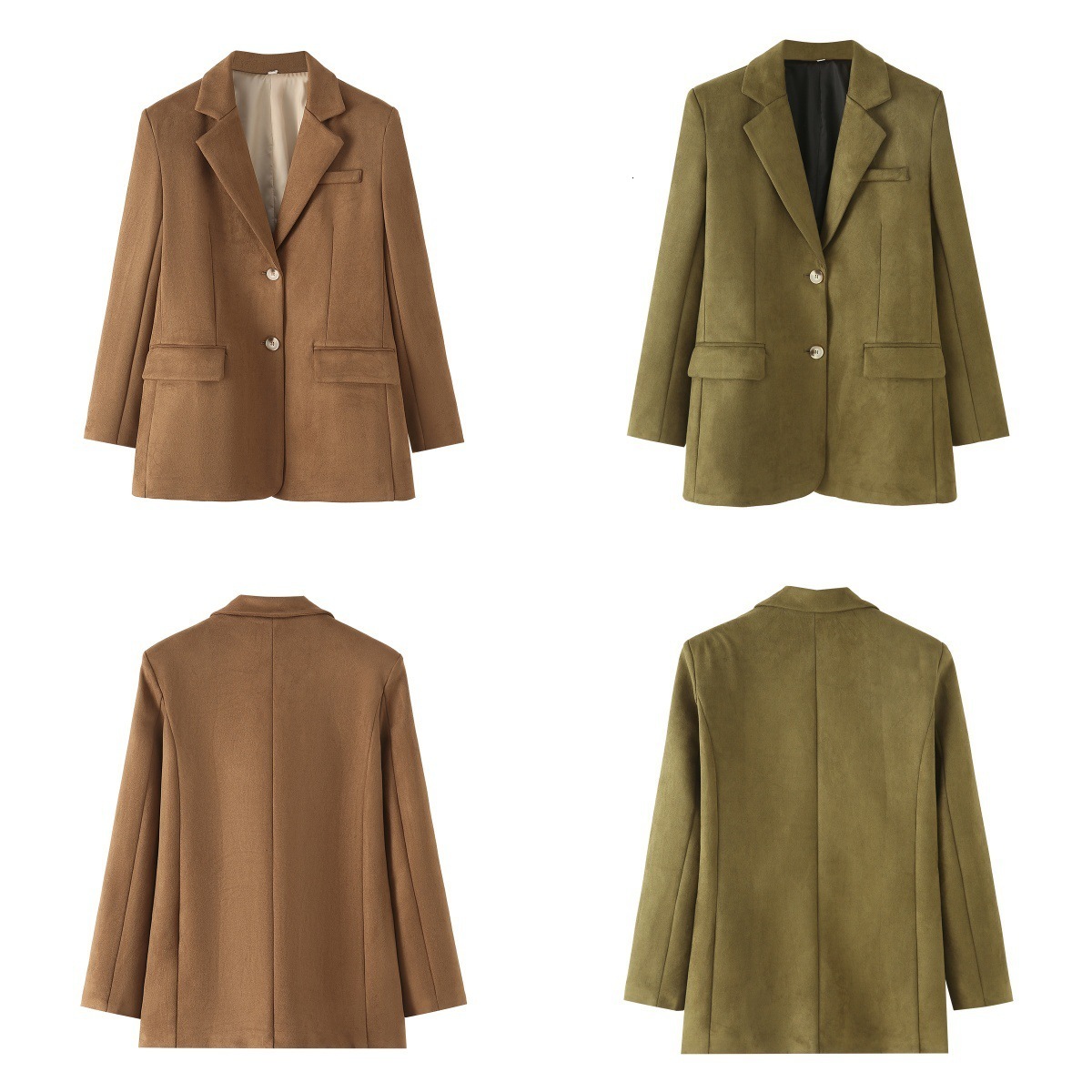 Fashionable two-tone suede long-sleeve blazer jacket 2025 spring/autumn new product 250915