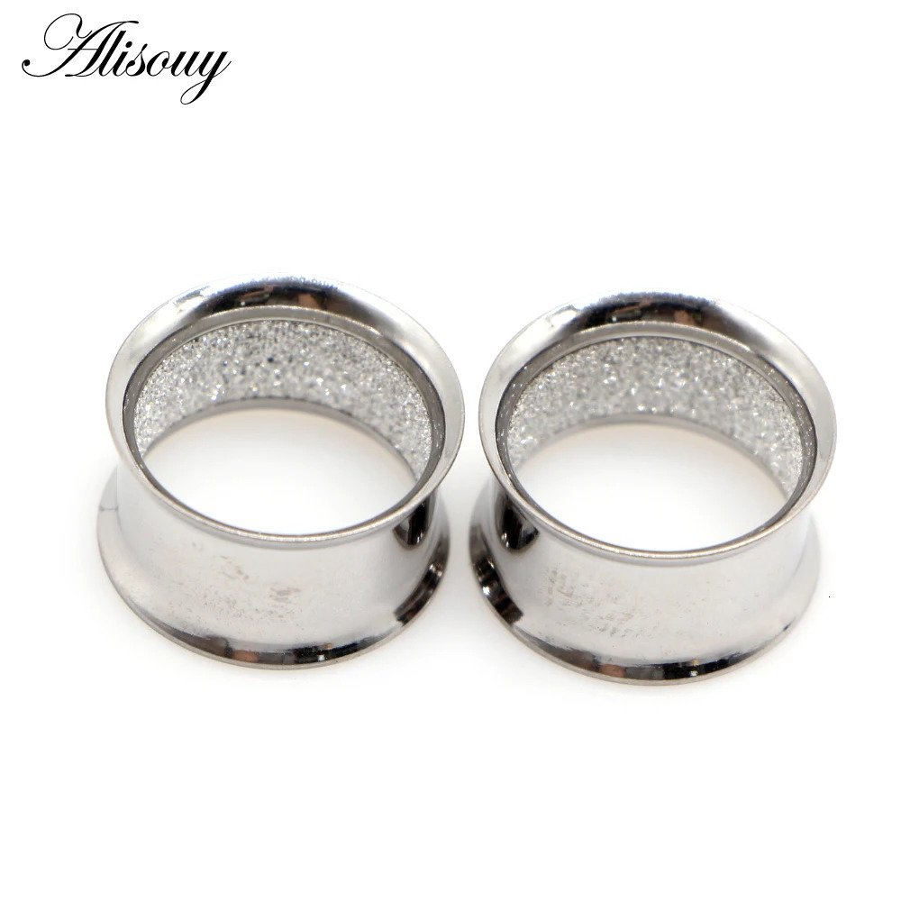 Alisouy 2pcs Stainless Steel Inner Matte Frosted Ear Gauges Expander Stretchers Earrings Plugs Tunnels Piercing Body Jewelry260528BJ - view 5