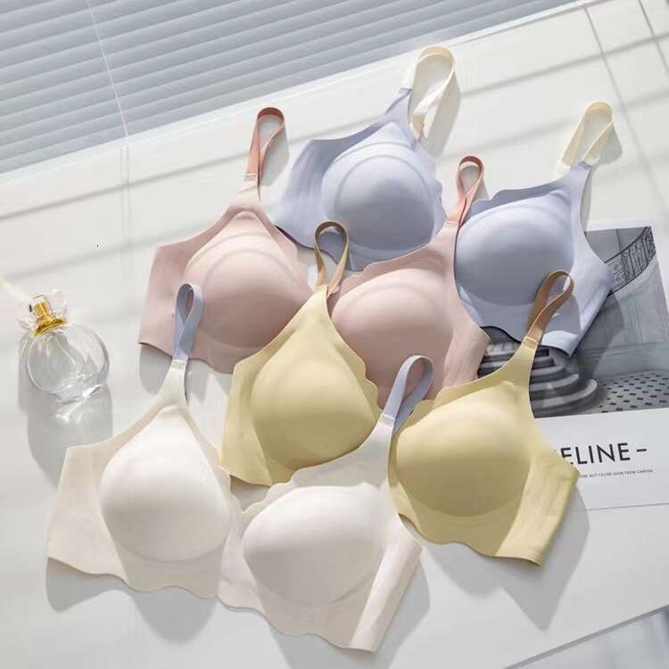 Jelly Strip Seamless Small Chest Push-Up Wireless Thin Sports Shockproof Side Breast Collection Soft Support Bra