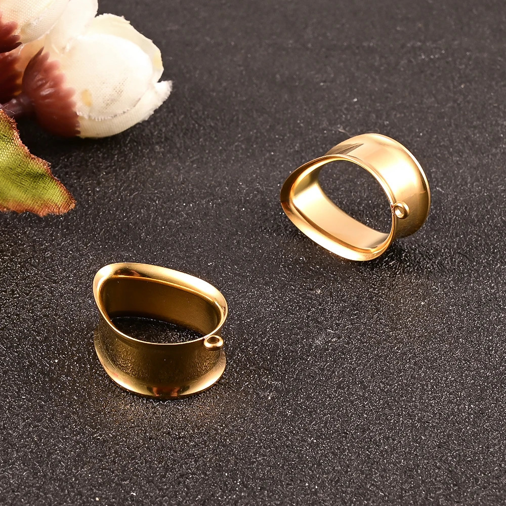 Vankula 2pcs Stainless Steel Heart DIY Pendant Ear Tunnel Plugs Expander Stretchers Gauges Earrings Piercing Body Jewelry260528BJ - view 6