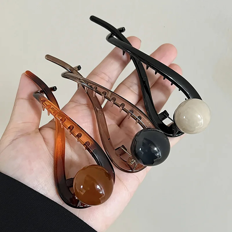1/3Pcs S Shape Ponytail Twist Hair Clips Acrylic Bead Pearl Hairpin Twisted n Women Hair Accessories260528BJ - view 5