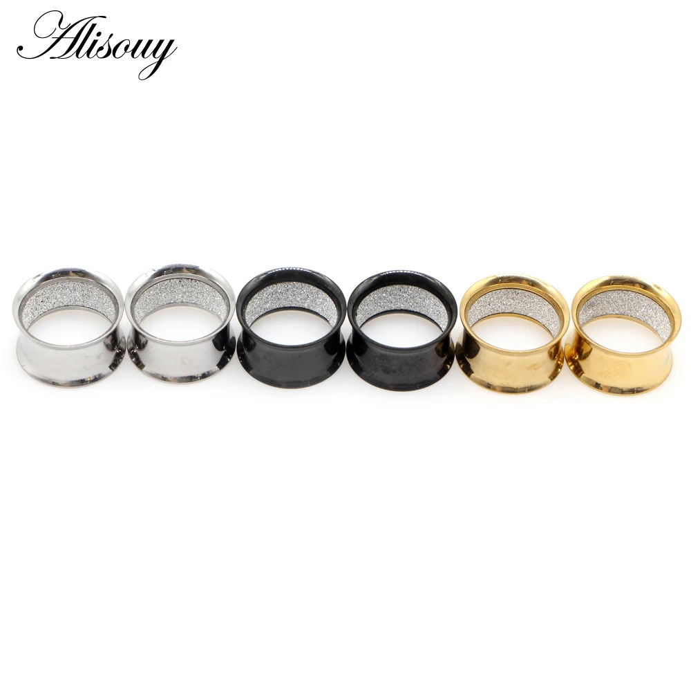 Alisouy 2pcs Stainless Steel Inner Matte Frosted Ear Gauges Expander Stretchers Earrings Plugs Tunnels Piercing Body Jewelry260528BJ - view 4