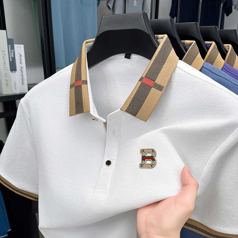 High-end light luxury POLO shirt with a turn-down collar short sleeves casual business embroidered T-shirt mens summer clothing for dads