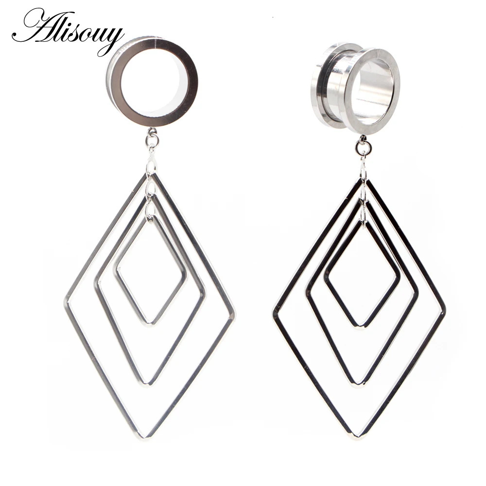 Alisouy 2pcs 6-25MM Stainless Steel Ear Plugs and Tunnels Dangle Ear Piercing Expansion Ear Stretched Flesh Tunnels Body Jewelry260528BJ - view 4