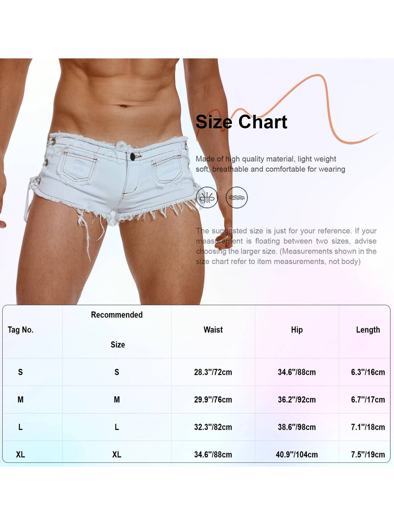 Men's Low Rise Extra Short Hot Pants Raw Edge Ripped Denim with Sides Lace-up Booty Jeans Shorts for Rave Party Clubwear dongdumaoyi - view 7