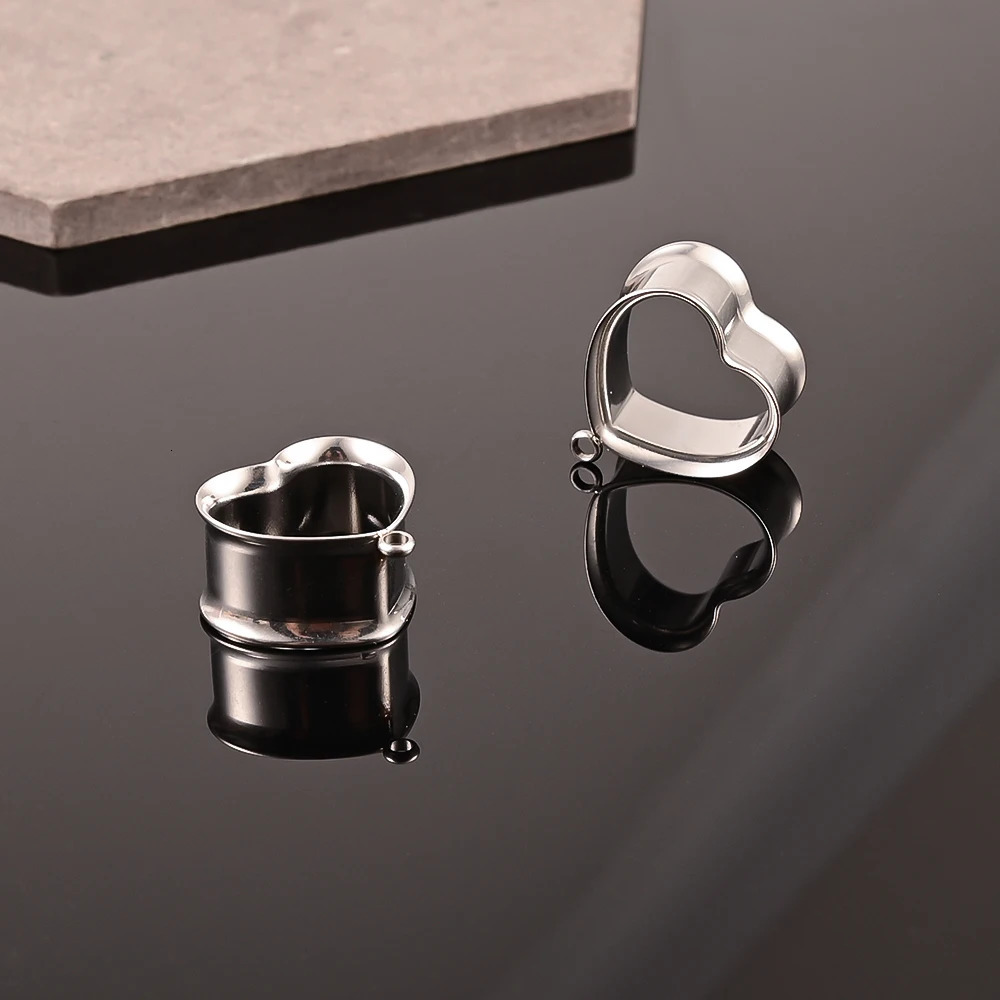Vankula 2pcs Stainless Steel Heart DIY Pendant Ear Tunnel Plugs Expander Stretchers Gauges Earrings Piercing Body Jewelry260528BJ - view 7