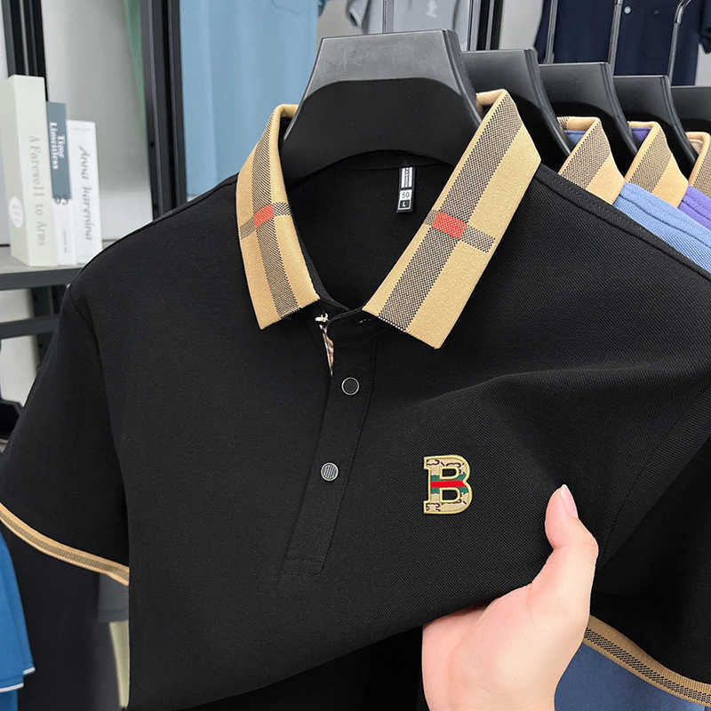 High-end light luxury POLO shirt with a turn-down collar short sleeves casual business embroidered T-shirt mens summer clothing for dads