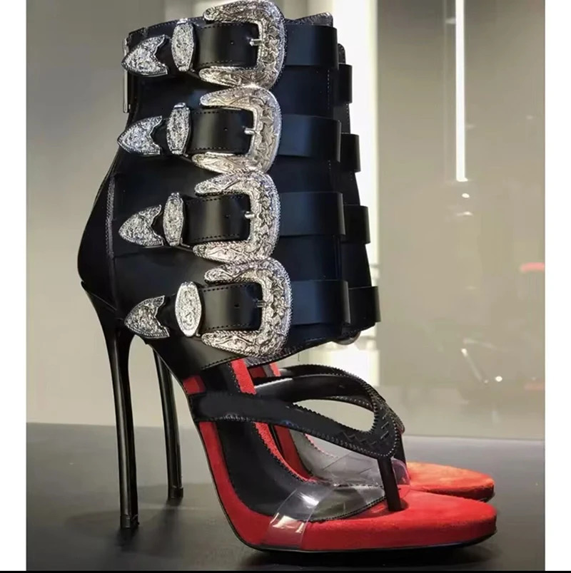 High heel sexy buckle belt women flip flops zipper modern sandal 260605 - view 6