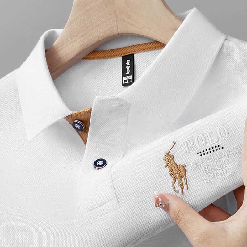 Summer Mens Polo Shirt Loose Embroidered Paul Casual New Short Sleeve Business T-Shirt