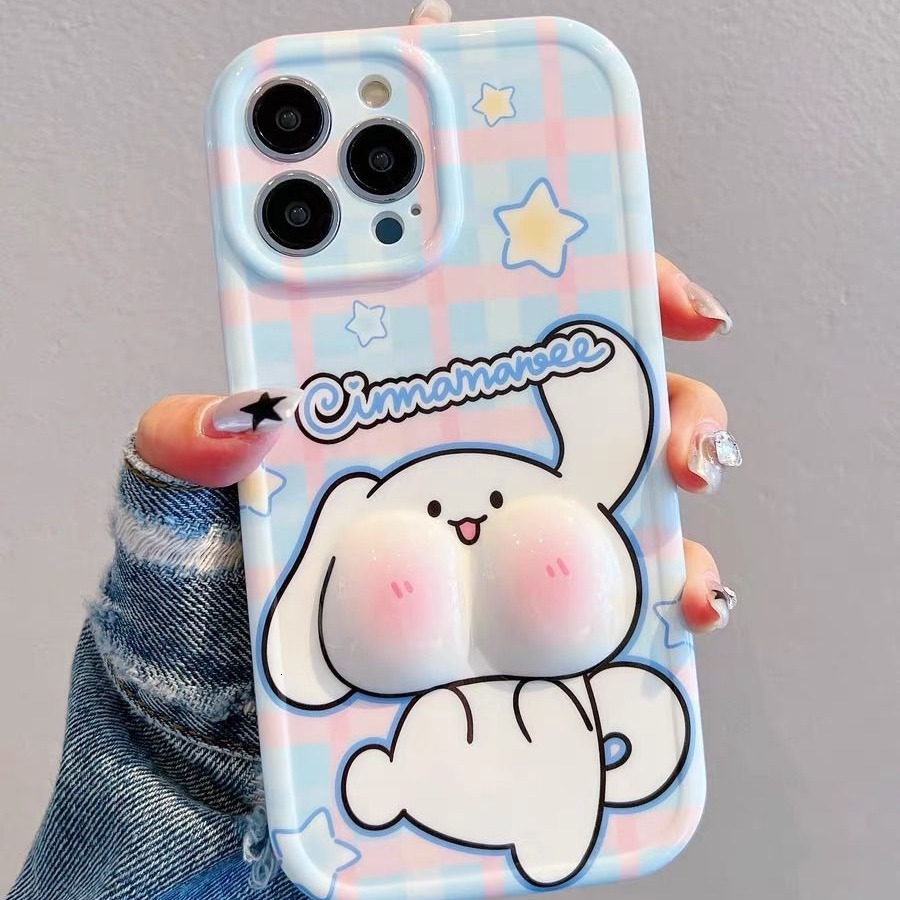 Stress-relief Squishy Cinnamoroll 15 Pro Max Case iPhone 14/13 My Melody 12/11 for Women