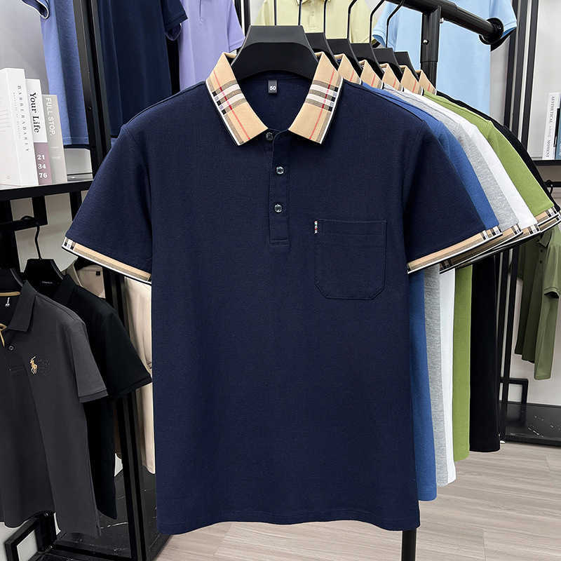 Casual comfortable trendy fashionable short-sleeved mens POLO shirt with a contrasting collar T-shirt for live streaming00