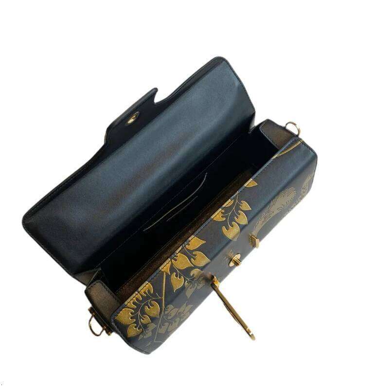Luxury Pencil Cat Top Handle Women New Gold Leaf Embossed Box Shape Shoulder Bag Fashion Chic Designer Evening Clutch Purse KABAHEBINGJUE - view 5