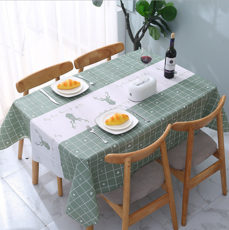 YL-38746 Custom Home Tablecloth, Simple Style, Dustproof, Waterproof, Oil-proof, Wash-free PVC Tablecloth with Checkered Pattern.