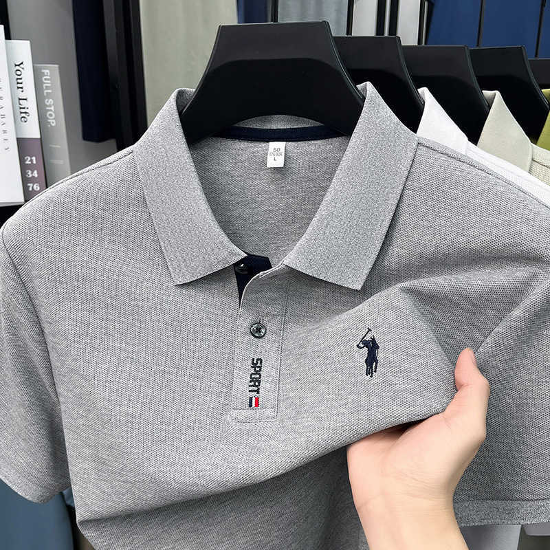 High-quality all-cotton POLO shirt short-sleeved summer new casual embroidered pullover short T-shirt for men