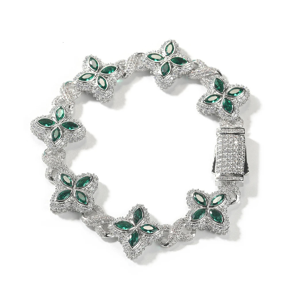 THE BLING KING Multi Color CZ Floral Inifinity Chain Bracelet Micro Paved Out 5A Cubic Zircon Clover Anklet Jewelry260603 - view 5