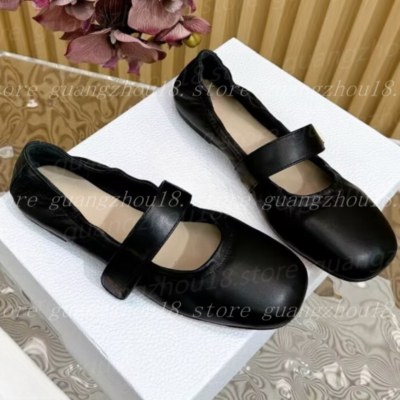 10A Premium Leather Ballet Shoes for Women French Style Flat Bottom Round Toe Shoes with Genuine Leather