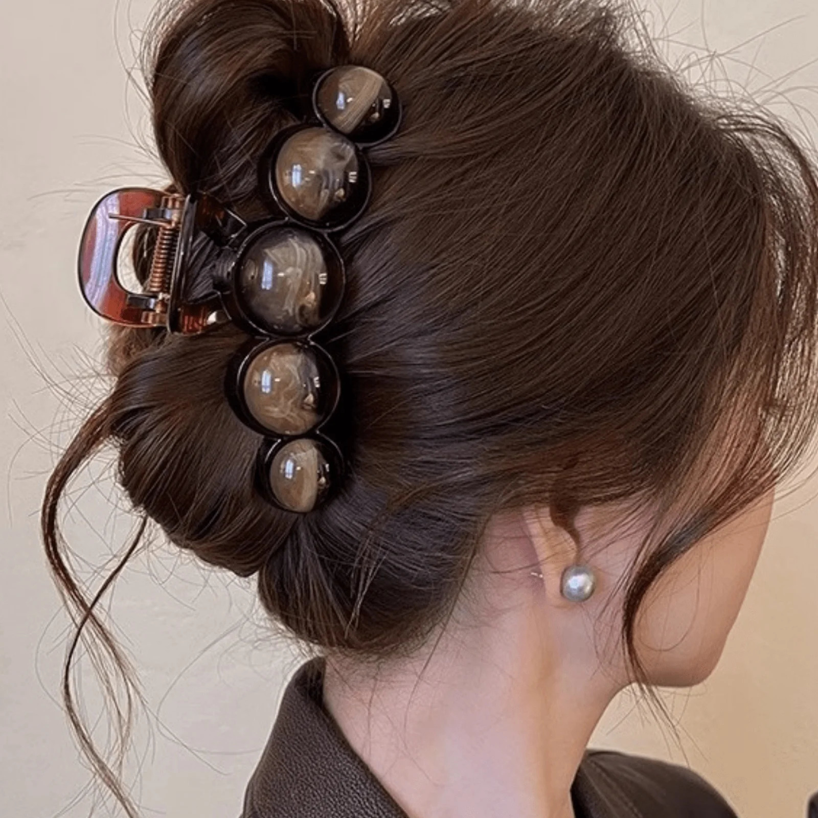 1pc Fashion Pearl Large Simple Elegant Acrylic Hair Claw Hairpin Suitable For Party Commute Outfit Matching Hair Accessories260528BJ - view 5