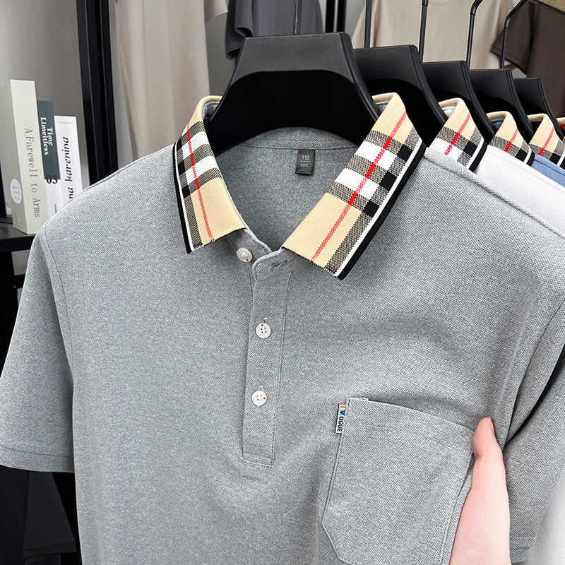 Casual comfortable trendy fashionable short-sleeved mens POLO shirt with a contrasting collar T-shirt for live streaming
