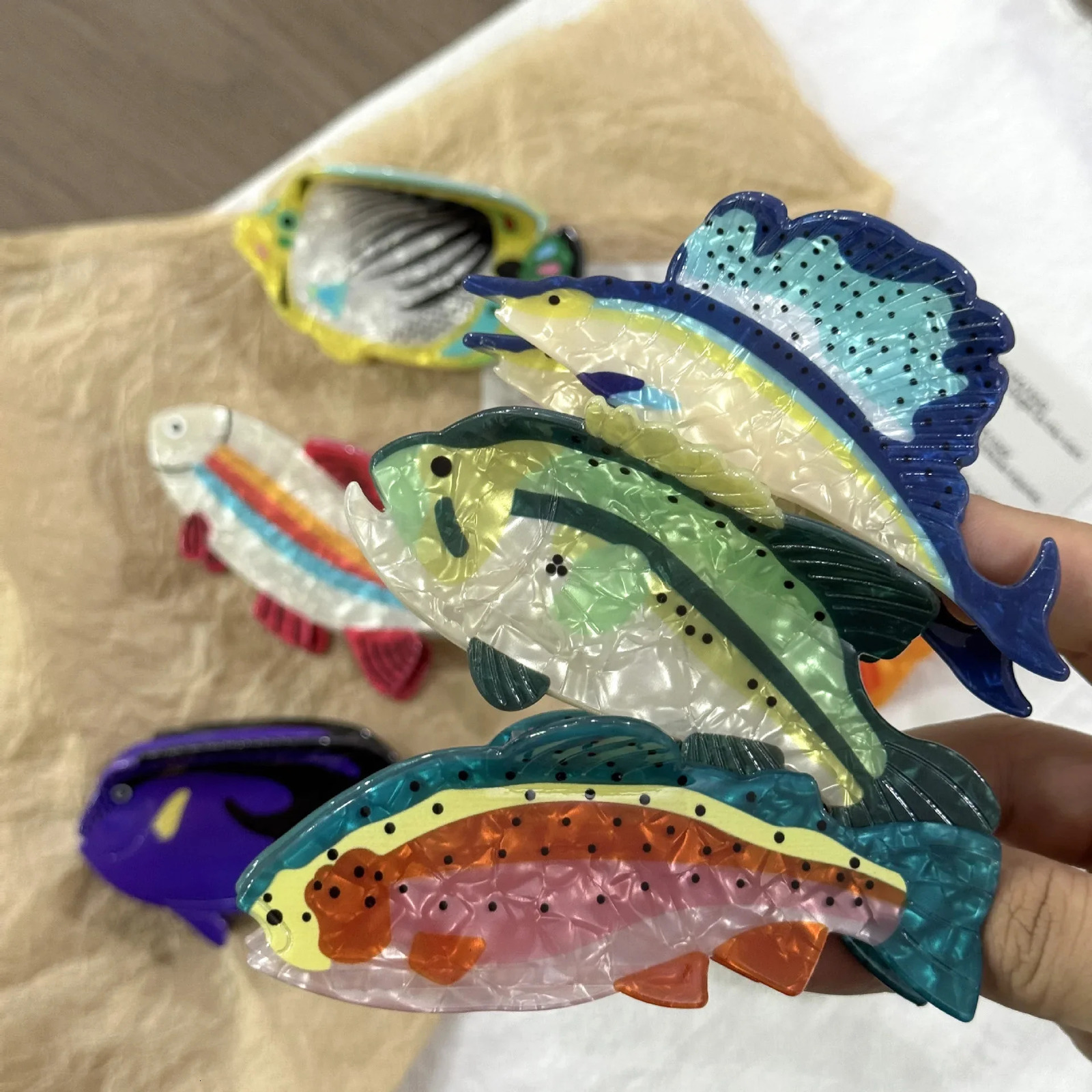 DS Summer Animal Tropical Fish Series Hair Claw Acrylic Claw Clips Beach Trendy Hair Clips Hair Accessories for Women Girls260528BJ