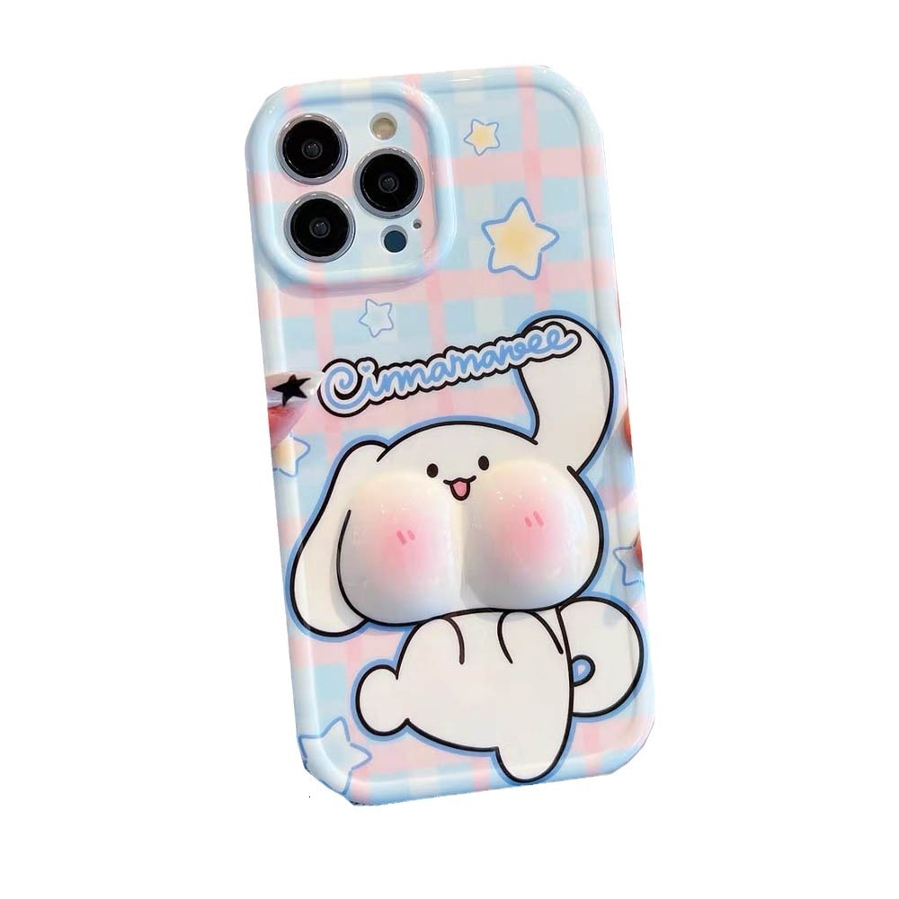 Stress-relief Squishy Cinnamoroll 15 Pro Max Case iPhone 14/13 My Melody 12/11 for Women