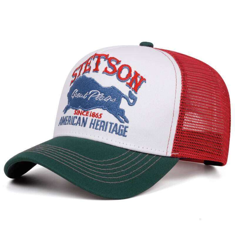 2025 Personalized New Truck STETSON Red Bear Breathable Mesh Street Hip Hop Daily Casual Wear Sunshade Baseball Hat 26Y0603