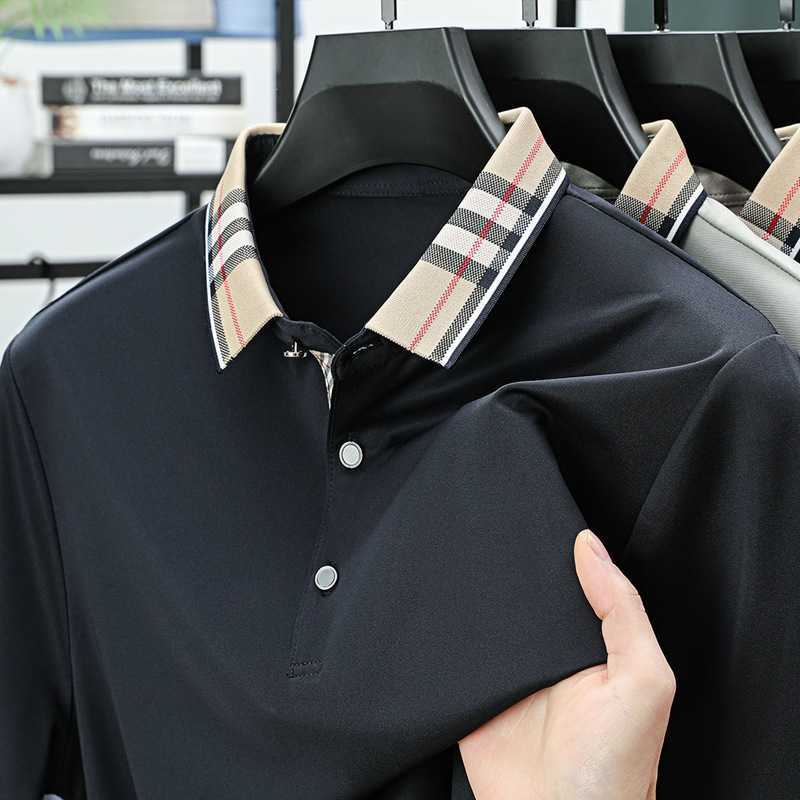 2026 Mens Summer Fashion Youth and Middle-Aged Turn-Down Collar Short-Sleeve T-Shirt New Ice Silk Half-Sleeve Polo Shirt