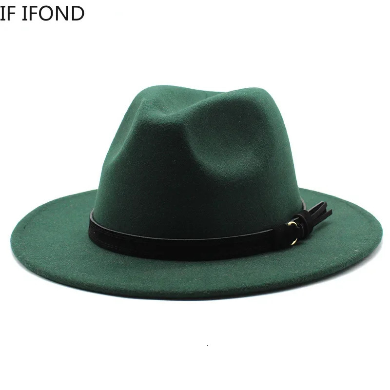 Gangster Trilby Felt Fedora Hat European American Wide Brim Top Jazz Caps Women Men Wool White Wedding Hat 56-58-61CM 260601 - view 4