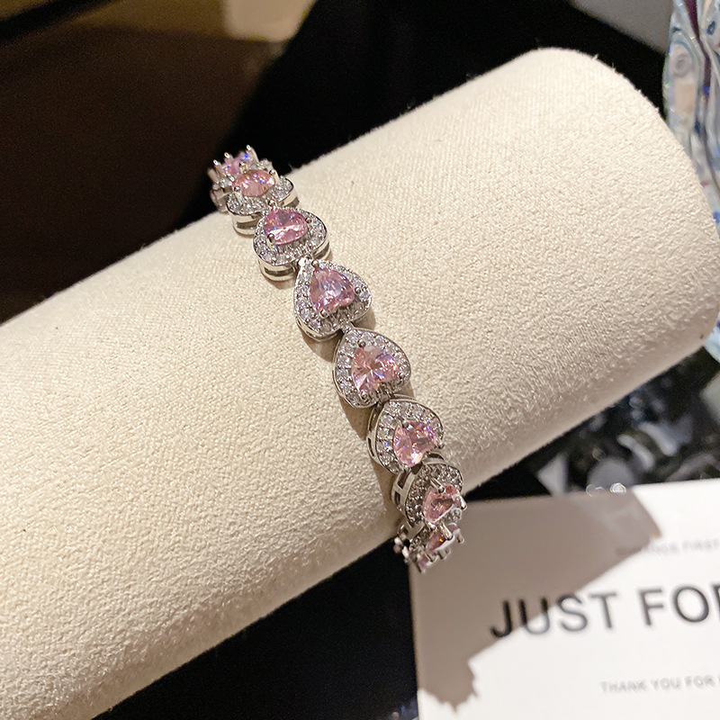 Designer 2026 French-style Pink Flower Buckle Cubic Zirconia Bracelet a luxurious and high - end hand bracelet with a sweet fashionable and uniquely d