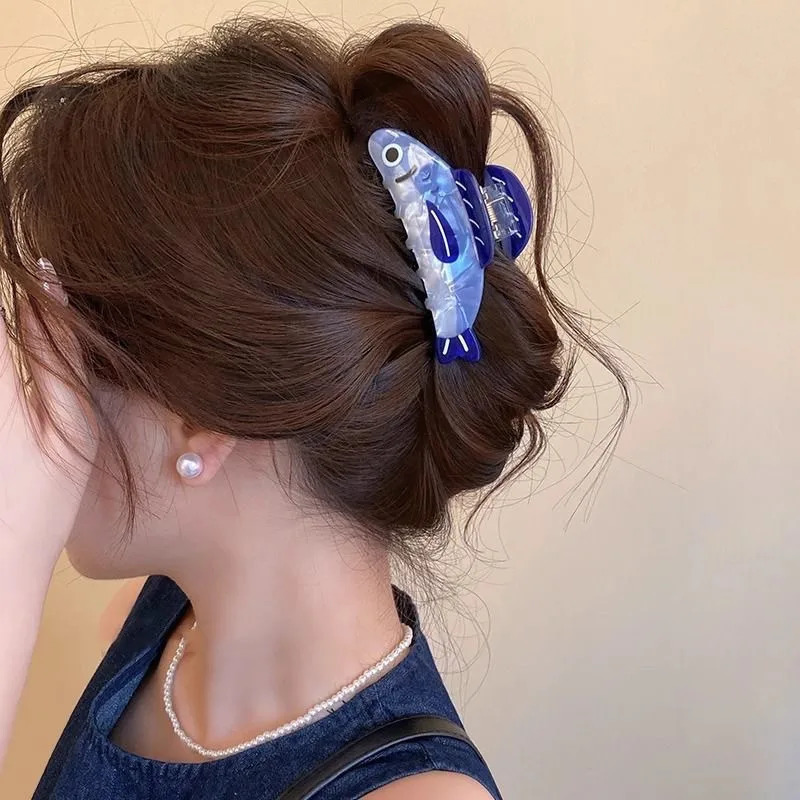 1Pcs Creative Ocean Sardine Hair Clip Cute Shark Texture Ponytail Holder Female Hair Ornament Clip260528BJ - view 3