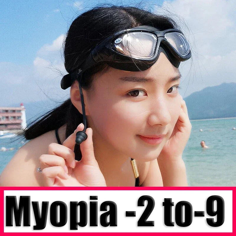 Myopia Swimming Goggles Earplug 20 to 90 Prescription Swim Pool Glasses Anti Fog Men Women Optical Waterproof Eyewear 260622 - view 3